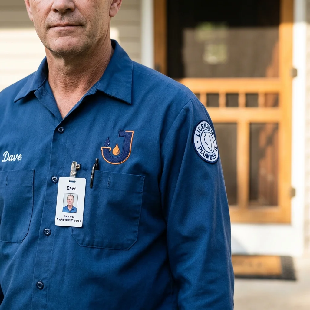 Licensed plumber showing ID badge in Nome, AK