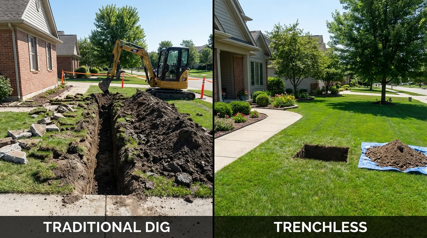 Trenchless sewer repair with minimal yard damage versus traditional excavation in Nome, AK